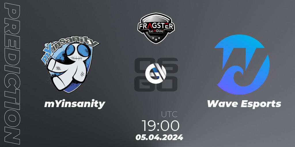 mYinsanity vs Wave Esports: Betting TIp, Match Prediction. 05.04.2024 at 19:00. Counter-Strike (CS2), Fragster League Season 5: Relegation
