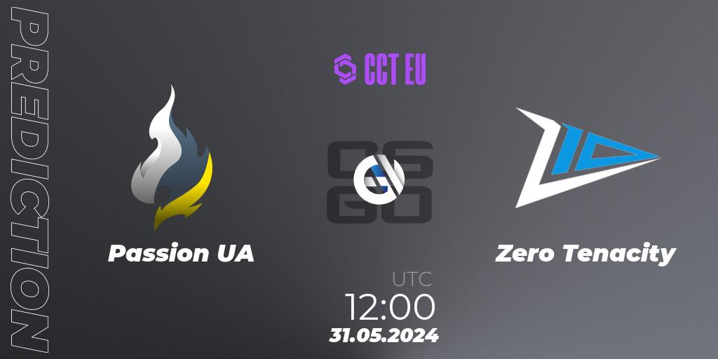 Passion UA vs Zero Tenacity: Betting TIp, Match Prediction. 31.05.2024 at 12:00. Counter-Strike (CS2), CCT Season 2 Europe Series 4