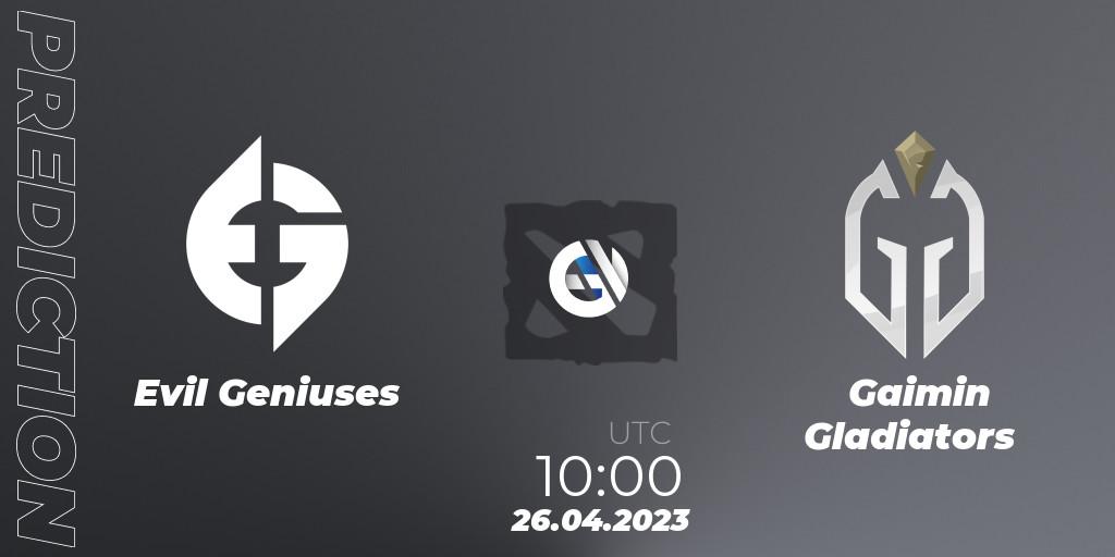 Evil Geniuses vs Gaimin Gladiators: Betting TIp, Match Prediction. 26.04.23. Dota 2, The Berlin Major 2023 ESL - Group Stage