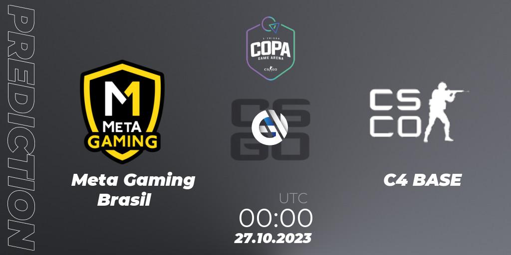 Meta Gaming Brasil vs C4 BASE: Betting TIp, Match Prediction. 26.10.2023 at 20:30. Counter-Strike (CS2), Game Arena Cup 2023 Season 1: Open Qualifier #2