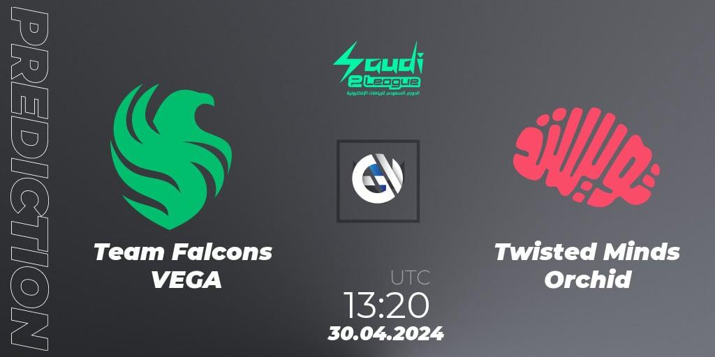 Team Falcons VEGA vs Twisted Minds Orchid: Betting TIp, Match Prediction. 30.04.2024 at 13:20. VALORANT, Saudi Womens_eLeague 2024: Major 1