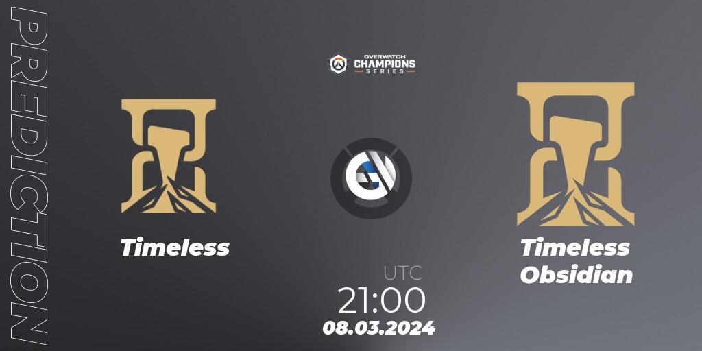 Timeless vs Timeless Obsidian: Betting TIp, Match Prediction. 08.03.24. Overwatch, Overwatch Champions Series 2024 - North America Stage 1 Group Stage