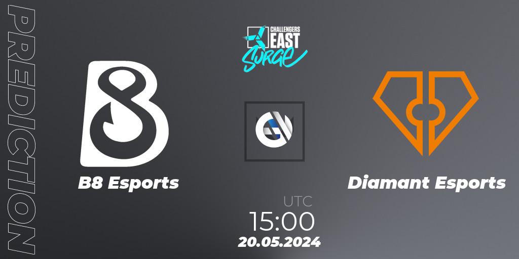 B8 Esports vs Diamant Esports: Betting TIp, Match Prediction. 20.05.2024 at 15:00. VALORANT, VALORANT Challengers 2024 East: Surge Split 2