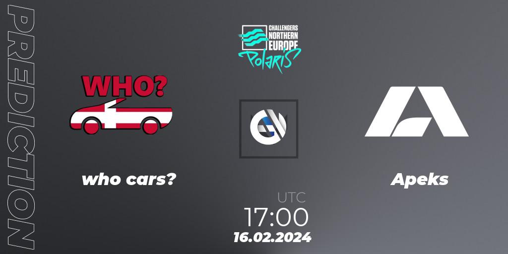 who cars? vs Apeks: Betting TIp, Match Prediction. 16.02.24. VALORANT, VALORANT Challengers 2024 Northern Europe: Polaris Split 1
