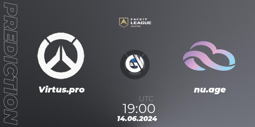 Virtus.pro vs nu.age: Betting TIp, Match Prediction. 14.06.2024 at 19:00. Overwatch, FACEIT League Season 1 - EMEA Master Road to EWC
