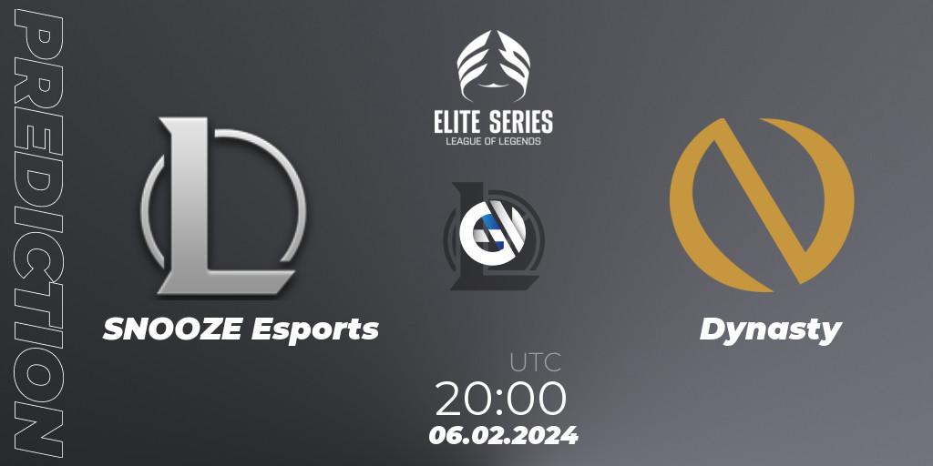 SNOOZE Esports vs Dynasty: Betting TIp, Match Prediction. 06.02.2024 at 20:00. LoL, Elite Series Spring 2024