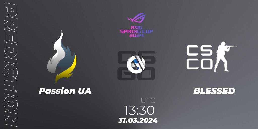 Passion UA vs BLESSED: Betting TIp, Match Prediction. 31.03.2024 at 13:30. Counter-Strike (CS2), Gameinside.ua ROG Spring Cup 2024