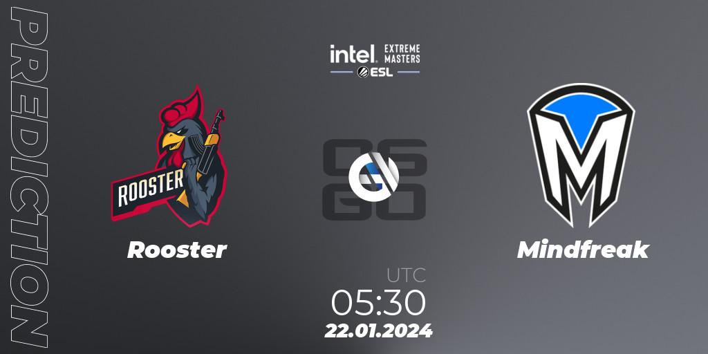 Rooster vs Mindfreak: Betting TIp, Match Prediction. 22.01.2024 at 05:30. Counter-Strike (CS2), Intel Extreme Masters China 2024: Oceanic Closed Qualifier