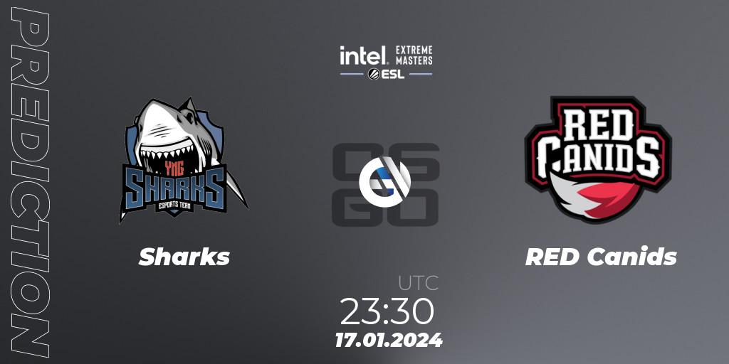 Sharks vs RED Canids: Betting TIp, Match Prediction. 17.01.2024 at 23:30. Counter-Strike (CS2), Intel Extreme Masters China 2024: South American Closed Qualifier
