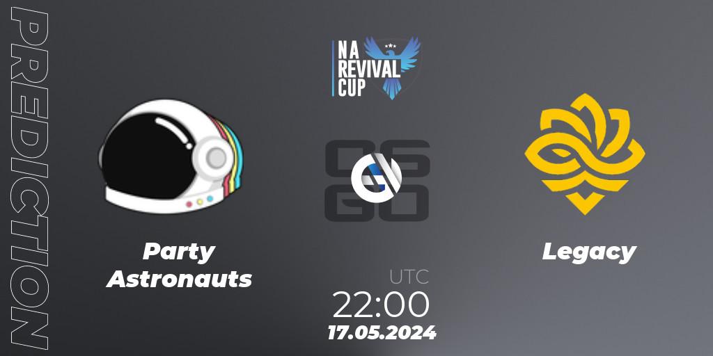 Party Astronauts vs Legacy: Betting TIp, Match Prediction. 17.05.2024 at 22:00. Counter-Strike (CS2), NA Revival Cup
