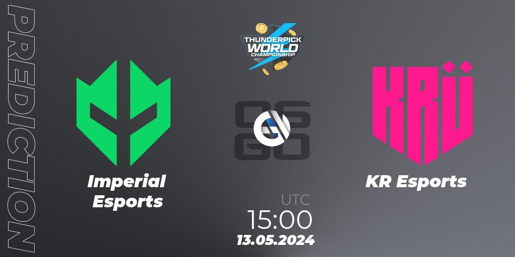 Imperial Esports vs KRÜ Esports: Betting TIp, Match Prediction. 13.05.2024 at 15:00. Counter-Strike (CS2), Thunderpick World Championship 2024: South American Series #1