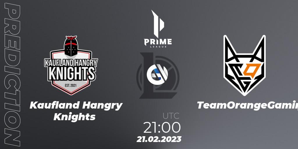 Kaufland Hangry Knights vs TeamOrangeGaming: Betting TIp, Match Prediction. 21.02.2023 at 21:00. LoL, Prime League 2nd Division Spring 2023 - Group Stage