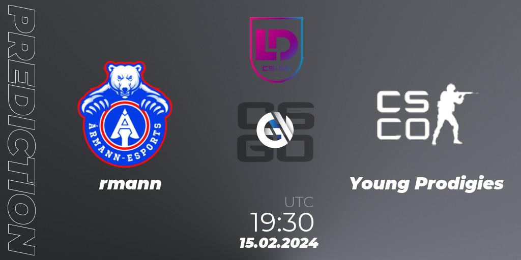 Ármann vs Young Prodigies: Betting TIp, Match Prediction. 15.02.24. CS2 (CS:GO), Icelandic Esports League Season 8: Regular Season