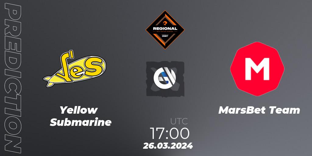 Yellow Submarine vs MarsBet Team: Betting TIp, Match Prediction. 26.03.2024 at 18:00. Dota 2, RES Regional Series: EU #1