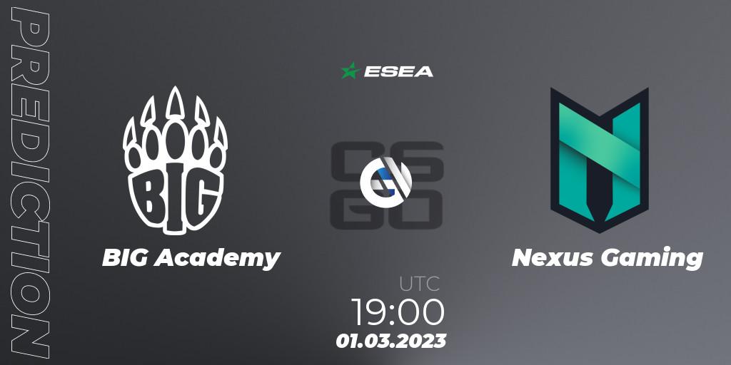 BIG Academy vs Nexus Gaming: Betting TIp, Match Prediction. 03.03.2023 at 16:00. Counter-Strike (CS2), ESEA Season 44: Advanced Division - Europe