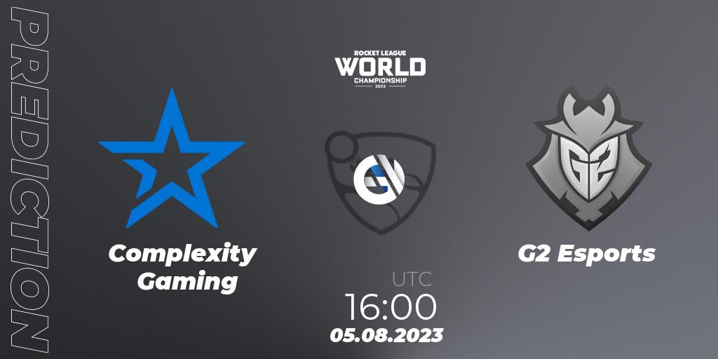 Complexity Gaming vs G2 Esports: Betting TIp, Match Prediction. 05.08.2023 at 18:20. Rocket League, Rocket League Championship Series 2022-23 - World Championship Wildcard
