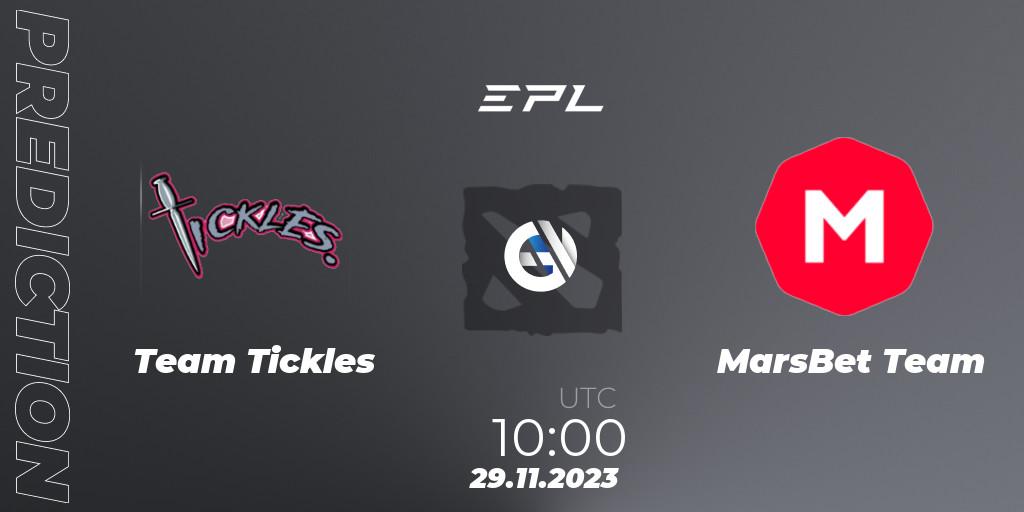 Team Tickles vs MarsBet Team: Betting TIp, Match Prediction. 29.11.2023 at 10:00. Dota 2, European Pro League Season 14