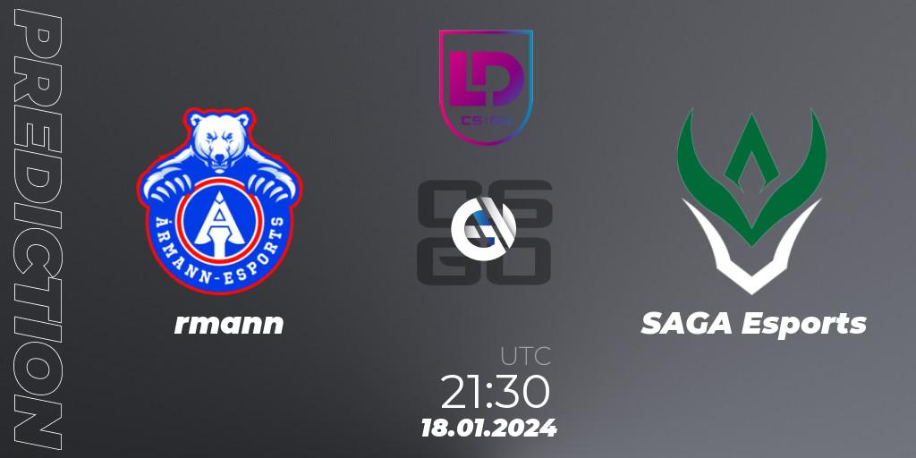 Ármann vs SAGA Esports: Betting TIp, Match Prediction. 18.01.24. CS2 (CS:GO), Icelandic Esports League Season 8: Regular Season