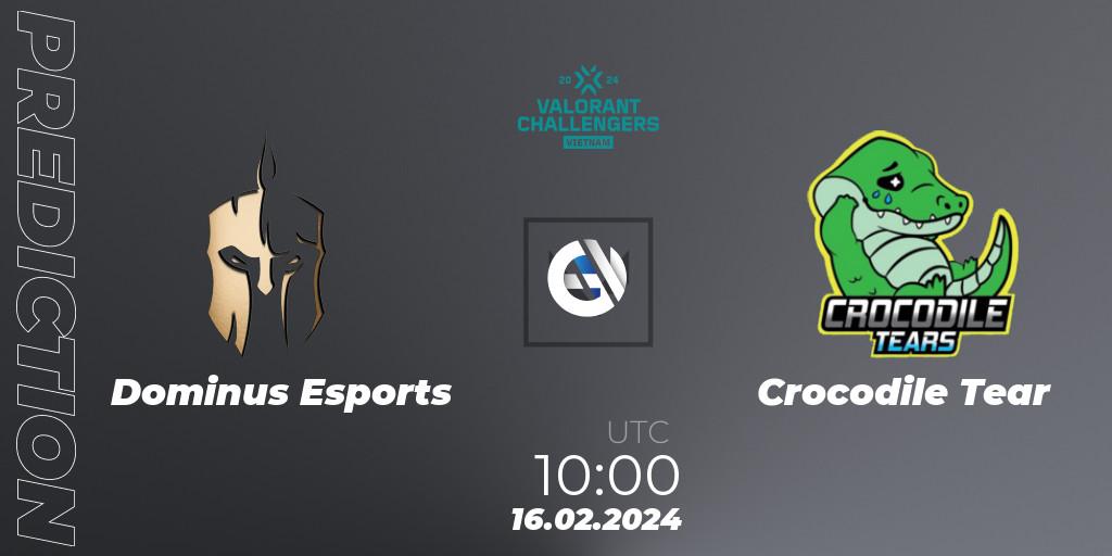 Dominus Esports vs Crocodile Tear: Betting TIp, Match Prediction. 16.02.24. VALORANT, VALORANT Challengers 2024 Vietnam: Split 1
