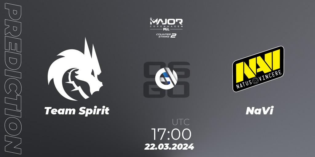Team Spirit vs NaVi: Betting TIp, Match Prediction. 22.03.2024 at 16:30. Counter-Strike (CS2), PGL CS2 Major Copenhagen 2024