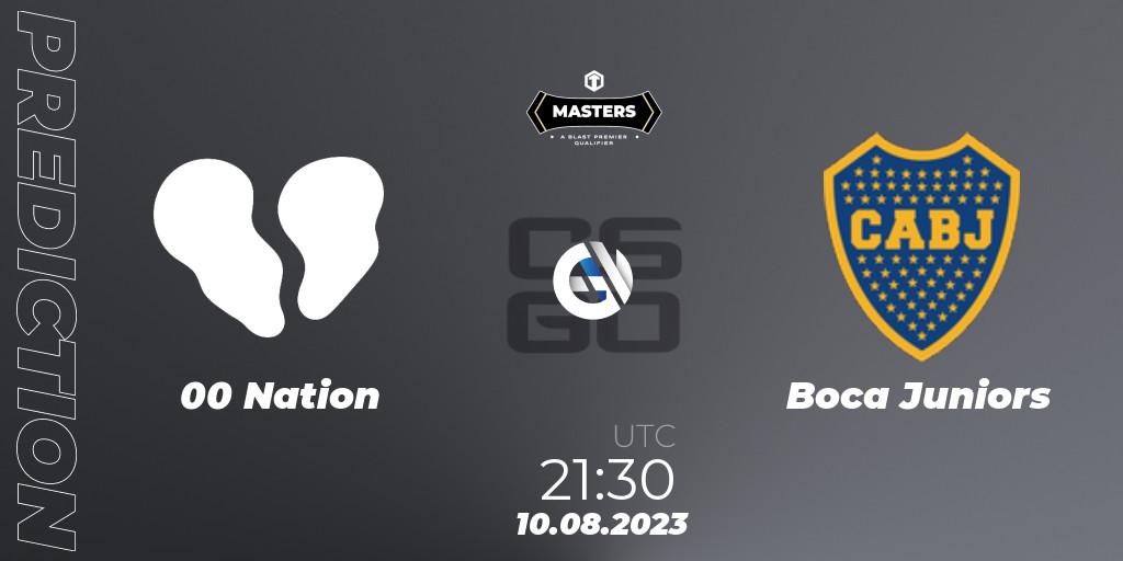 00 Nation vs Boca Juniors: Betting TIp, Match Prediction. 10.08.2023 at 21:50. Counter-Strike (CS2), TG Masters: Fall 2023