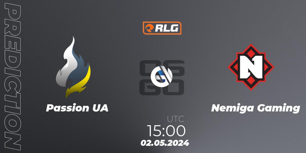 Passion UA vs Nemiga Gaming: Betting TIp, Match Prediction. 02.05.2024 at 15:00. Counter-Strike (CS2), RES European Series #3