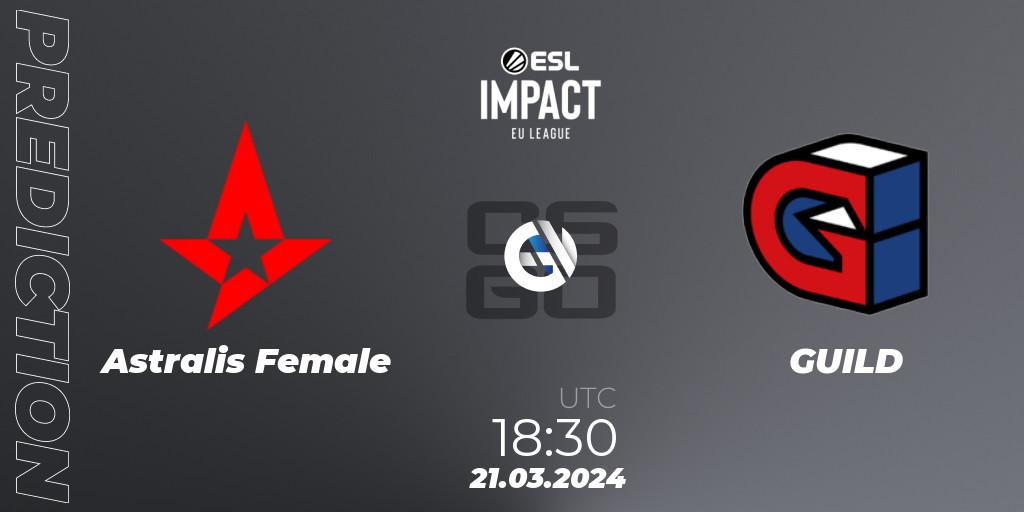 Astralis Female vs GUILD: Betting TIp, Match Prediction. 21.03.24. CS2 (CS:GO), ESL Impact League Season 5: Europe