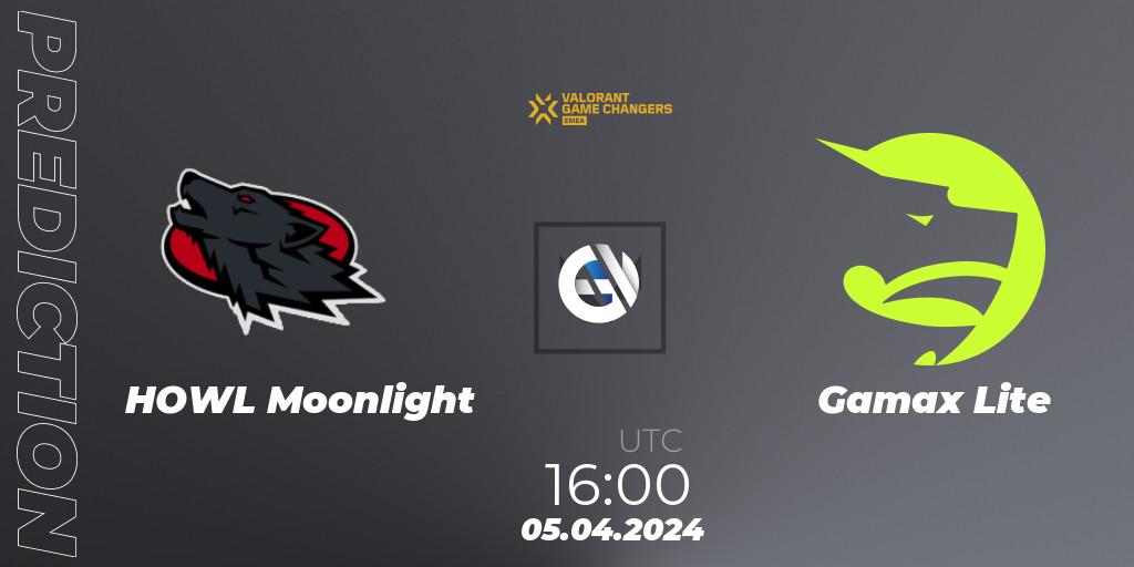 HOWL Moonlight vs Gamax Lite: Betting TIp, Match Prediction. 05.04.2024 at 16:00. VALORANT, VCT 2024: Game Changers EMEA Contenders Series 1