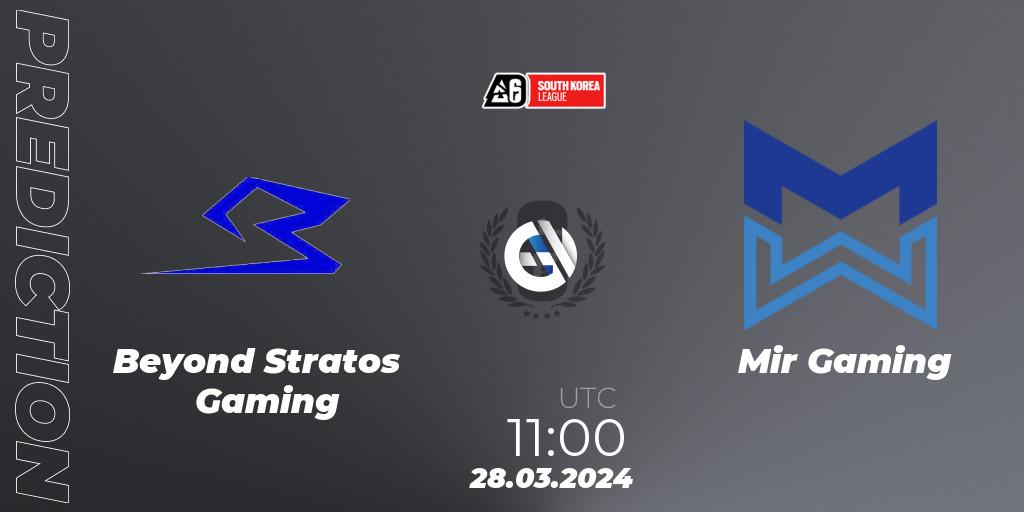 Beyond Stratos Gaming vs Mir Gaming: Betting TIp, Match Prediction. 28.03.2024 at 11:00. Rainbow Six, South Korea League 2024 - Stage 1