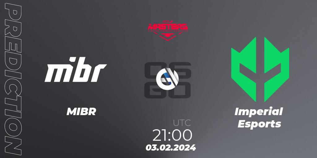 MIBR vs Imperial Esports: Betting TIp, Match Prediction. 03.02.2024 at 21:00. Counter-Strike (CS2), ACE South American Masters Spring 2024 - A BLAST Premier Qualifier
