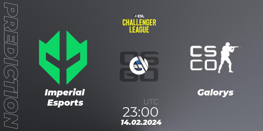 Imperial Esports vs Galorys: Betting TIp, Match Prediction. 16.02.2024 at 17:00. Counter-Strike (CS2), ESL Challenger League Season 47: South America