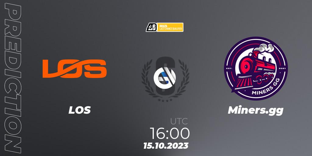 LOS vs Miners.gg: Betting TIp, Match Prediction. 15.10.2023 at 16:00. Rainbow Six, Brazil League 2023 - Stage 2 - Last Chance Qualifiers
