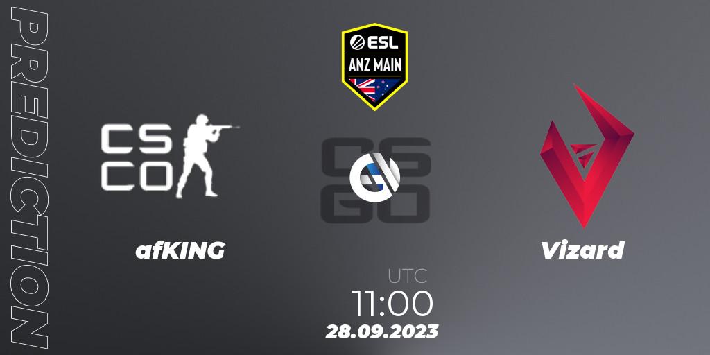 afKING vs Vizard: Betting TIp, Match Prediction. 28.09.2023 at 11:00. Counter-Strike (CS2), ESL ANZ Main Season 17