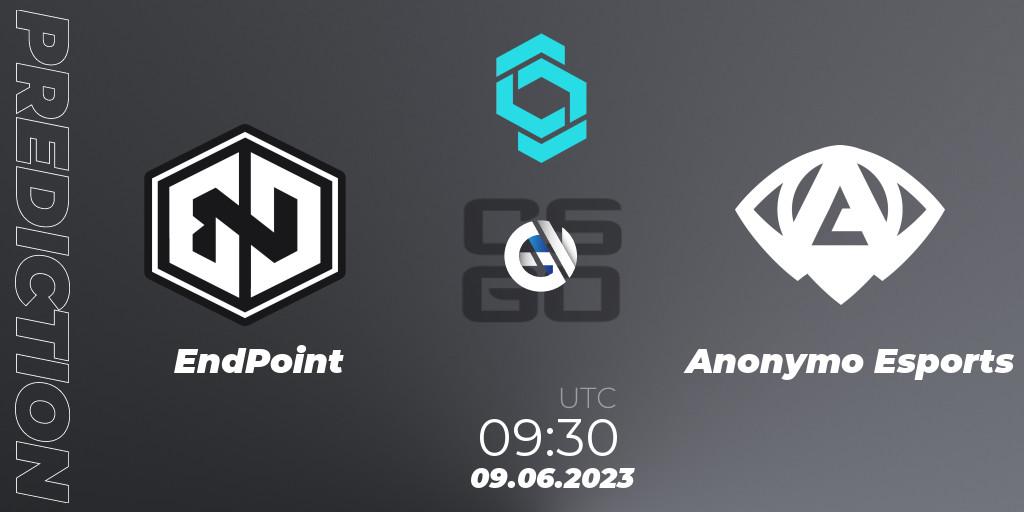 EndPoint vs Anonymo Esports: Betting TIp, Match Prediction. 09.06.2023 at 09:30. Counter-Strike (CS2), CCT North Europe Series 5