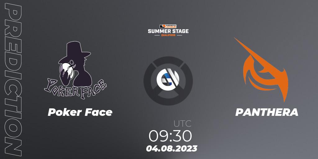 Poker Face vs PANTHERA: Betting TIp, Match Prediction. 04.08.2023 at 09:30. Overwatch, Overwatch League 2023 - Summer Stage Qualifiers