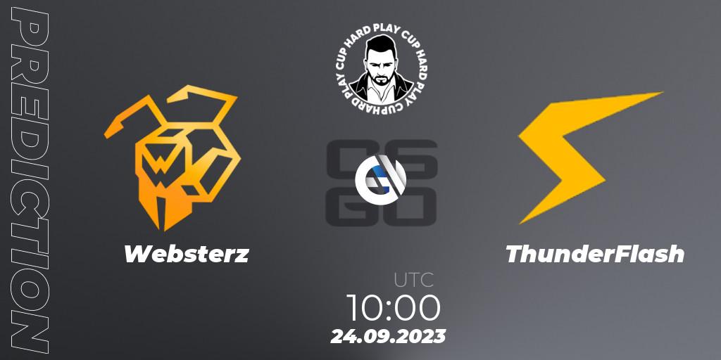 Websterz vs ThunderFlash: Betting TIp, Match Prediction. 24.09.2023 at 10:00. Counter-Strike (CS2), Hard Play Cup #7