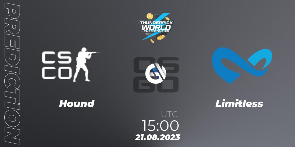 Hound vs Limitless: Betting TIp, Match Prediction. 21.08.2023 at 15:00. Counter-Strike (CS2), Thunderpick World Championship 2023: North American Qualifier #2
