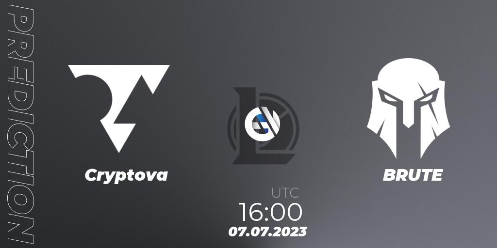 Cryptova vs BRUTE: Betting TIp, Match Prediction. 13.06.2023 at 14:00. LoL, Hitpoint Masters Summer 2023 - Group Stage