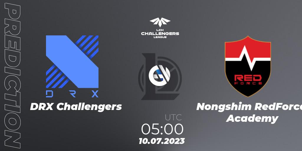 DRX Challengers vs Nongshim RedForce Academy: Betting TIp, Match Prediction. 10.07.2023 at 05:00. LoL, LCK Challengers League 2023 Summer - Group Stage
