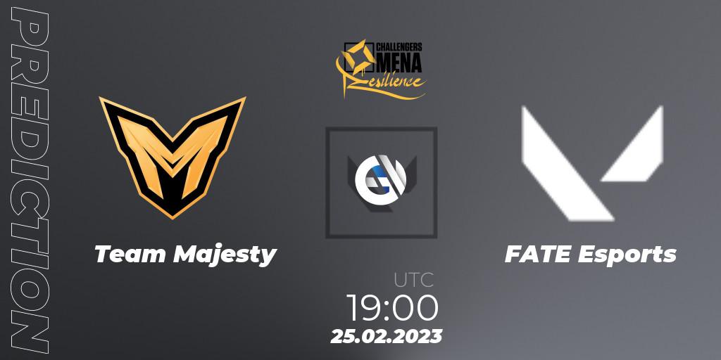 Team Majesty vs FATE Esports: Betting TIp, Match Prediction. 25.02.2023 at 19:00. VALORANT, VALORANT Challengers 2023 MENA: Resilience Split 1 - Levant and North Africa