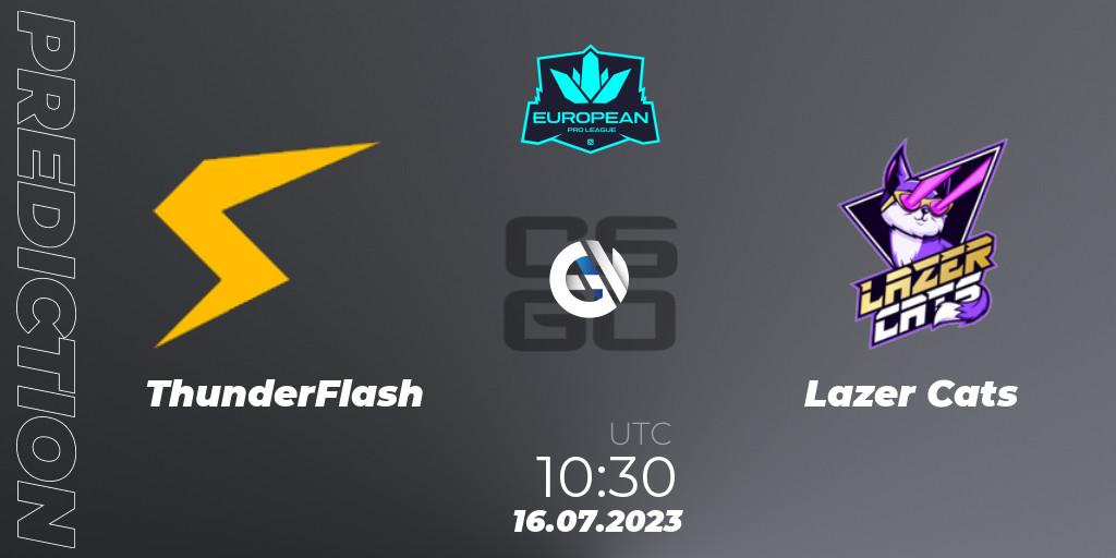 ThunderFlash vs Lazer Cats: Betting TIp, Match Prediction. 16.07.2023 at 10:30. Counter-Strike (CS2), European Pro League Season 9