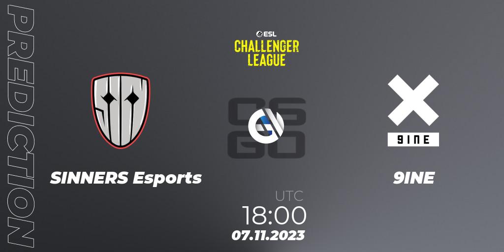 SINNERS Esports vs 9INE: Betting TIp, Match Prediction. 07.11.2023 at 18:00. Counter-Strike (CS2), ESL Challenger League Season 46: Europe
