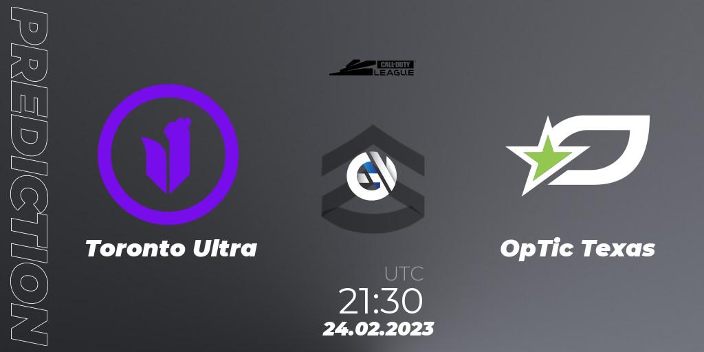 Toronto Ultra vs OpTic Texas: Betting TIp, Match Prediction. 24.02.2023 at 21:30. Call of Duty, Call of Duty League 2023: Stage 3 Major Qualifiers