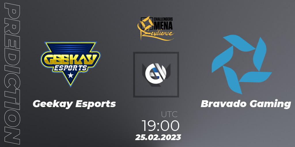 Geekay Esports vs Bravado Gaming: Betting TIp, Match Prediction. 25.02.2023 at 19:00. VALORANT, VALORANT Challengers 2023 MENA: Resilience Split 1 - Levant and North Africa
