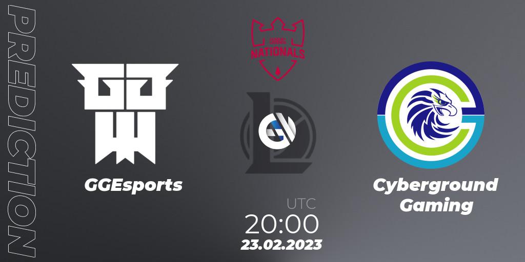 GGEsports vs Cyberground Gaming: Betting TIp, Match Prediction. 23.02.2023 at 20:00. LoL, PG Nationals Spring 2023 - Group Stage