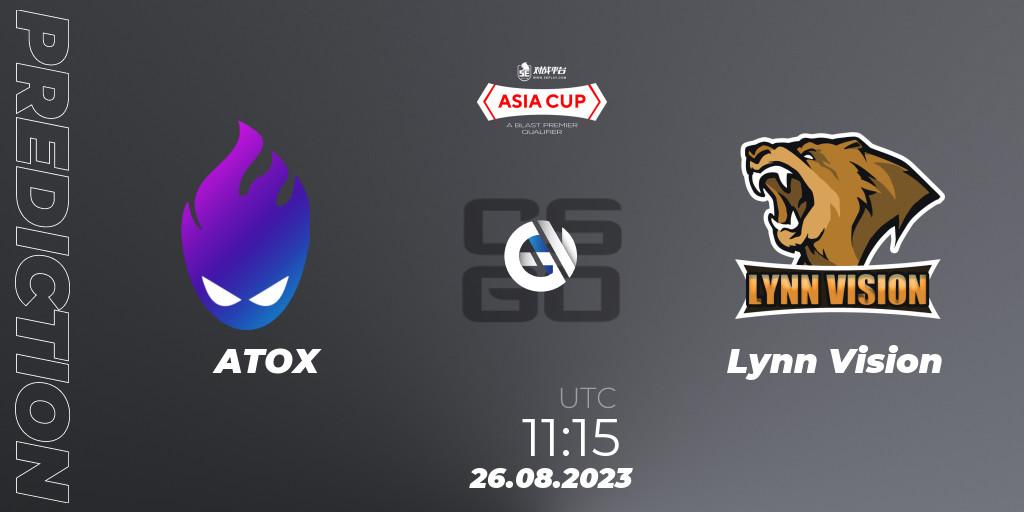 ATOX vs Lynn Vision: Betting TIp, Match Prediction. 26.08.2023 at 11:15. Counter-Strike (CS2), 5E Arena Asia Cup Fall 2023