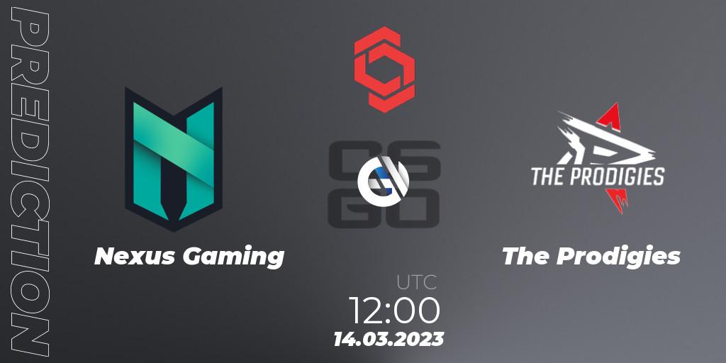 Nexus Gaming vs The Prodigies: Betting TIp, Match Prediction. 14.03.2023 at 12:10. Counter-Strike (CS2), CCT Central Europe Series 5 Closed Qualifier