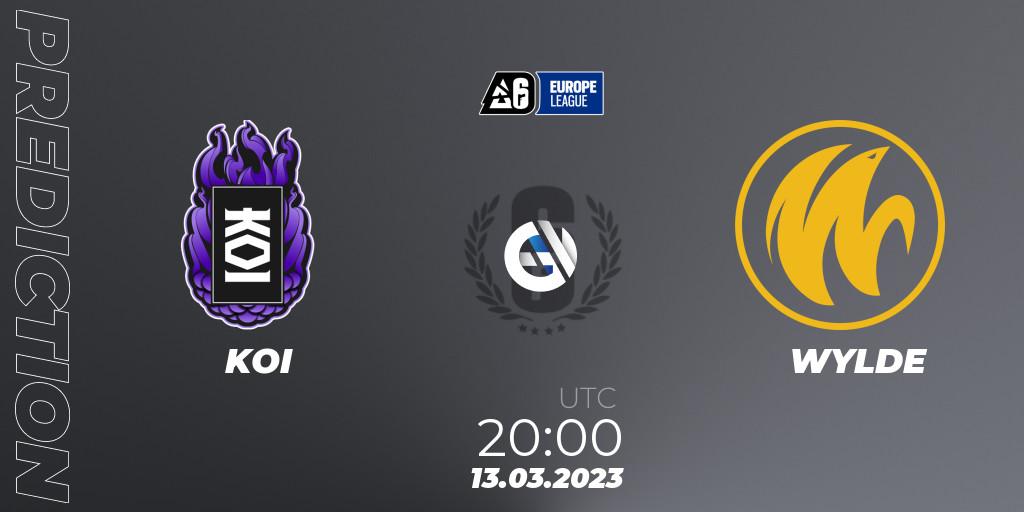 KOI vs WYLDE: Betting TIp, Match Prediction. 13.03.2023 at 20:15. Rainbow Six, Europe League 2023 - Stage 1