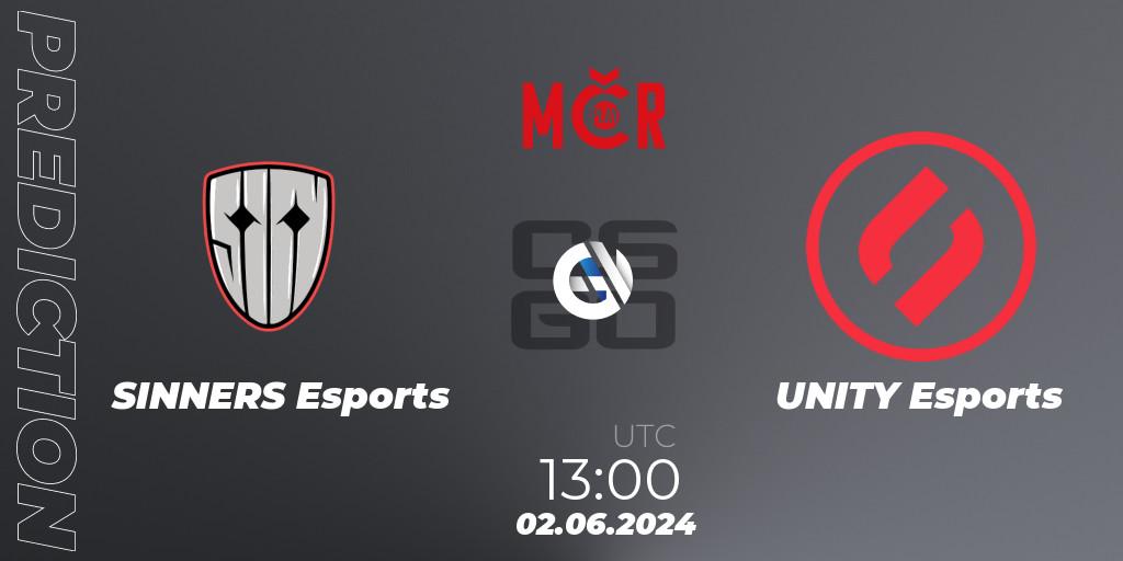 SINNERS Esports vs UNITY Esports: Betting TIp, Match Prediction. 02.06.2024 at 13:00. Counter-Strike (CS2), Tipsport Cup Spring 2024