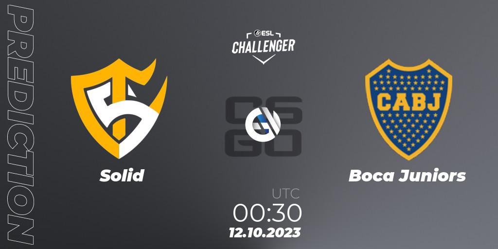 Solid vs Boca Juniors: Betting TIp, Match Prediction. 12.10.2023 at 00:30. Counter-Strike (CS2), ESL Challenger at DreamHack Winter 2023: South American Open Qualifier